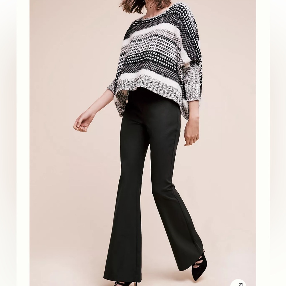 Anthropologie the essential Super Flare sweater High Rise Knit Black Pant XS